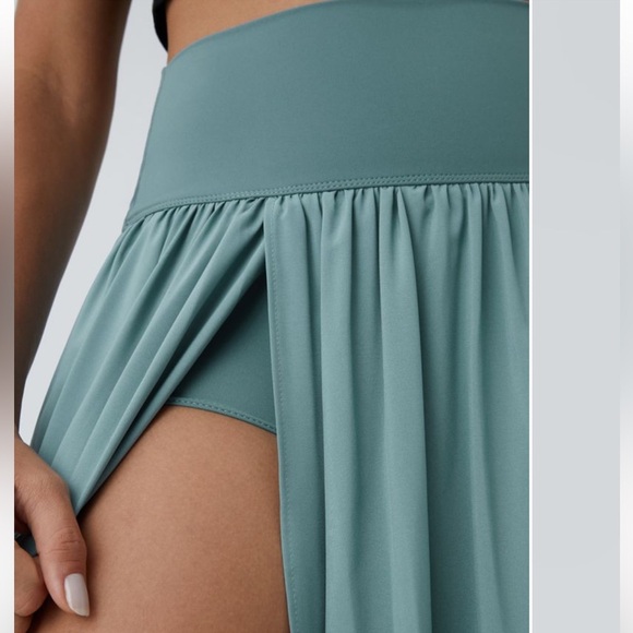 Halara NWT Breezeful High Waisted Flowy Maxi Casual Skirt Sz Medium Stone Blue - Picture 4 of 13